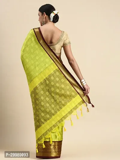 Stylish Green Cotton Silk Woven Design Saree with Blouse piece For Women-thumb2