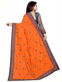 Elegant Orange Art Silk Saree with Blouse piece For Women-thumb1