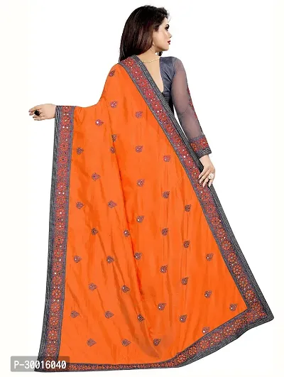 Elegant Orange Art Silk Saree with Blouse piece For Women-thumb2