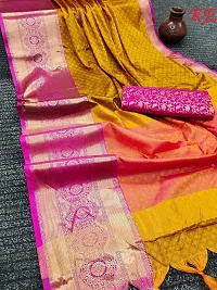 Elegant Multicoloured Cotton Silk Saree with Blouse piece For Women-thumb1