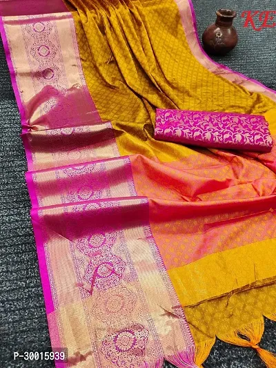 Elegant Multicoloured Cotton Silk Saree with Blouse piece For Women-thumb2