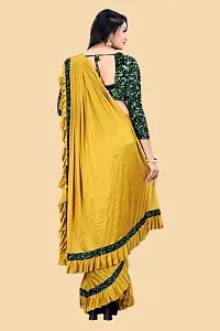 Stylish Yellow Litchi Silk Solid Saree with Blouse piece For Women-thumb2