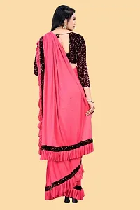 Stylish Pink Lycra Embellished Saree with Blouse piece For Women-thumb2