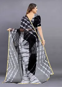 Stylish Black Chiffon Printed Saree with Blouse piece For Women-thumb2