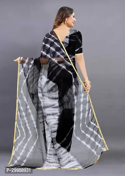 Stylish Black Chiffon Printed Saree with Blouse piece For Women-thumb3