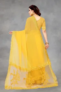 Stylish Yellow Georgette Solid Saree with Blouse piece For Women-thumb2