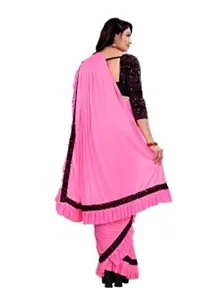 Elegant Pink Silk Blend Saree with Blouse piece For Women-thumb1