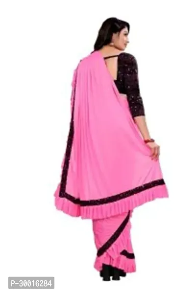 Elegant Pink Silk Blend Saree with Blouse piece For Women-thumb2