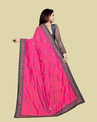 Elegant Pink Art Silk Saree with Blouse piece For Women-thumb1