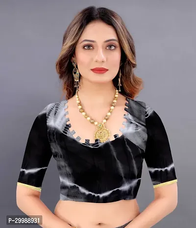 Stylish Black Chiffon Printed Saree with Blouse piece For Women-thumb4