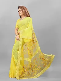 Stylish Yellow Georgette Jacquard Saree with Blouse piece For Women-thumb2