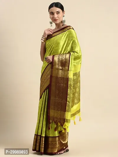 Stylish Green Cotton Silk Woven Design Saree with Blouse piece For Women-thumb0