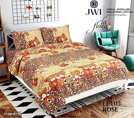 Comfortable Cotton Printed Double Bedsheet with Two Pillow Covers-thumb0