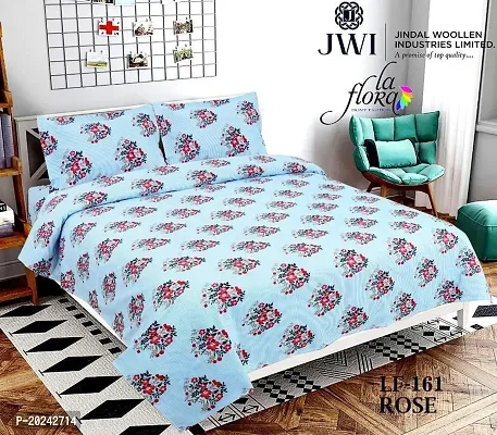 Comfortable Cotton Printed Double Bedsheet with Two Pillow Covers-thumb0