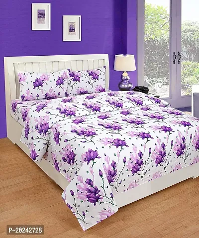 Comfortable Cotton Printed Double Bedsheet with Two Pillow Covers