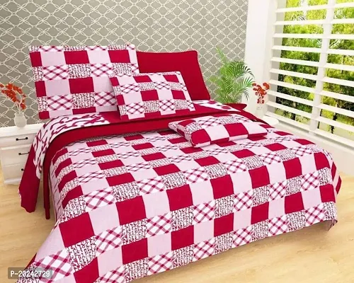 Comfortable Cotton Printed Double Bedsheet with Two Pillow Covers-thumb0