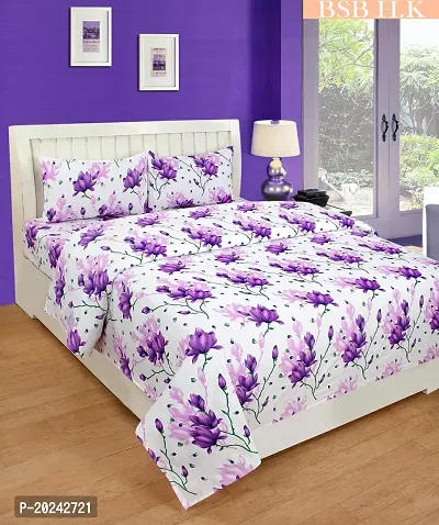 Comfortable Cotton Printed Double Bedsheet with Two Pillow Covers-thumb0