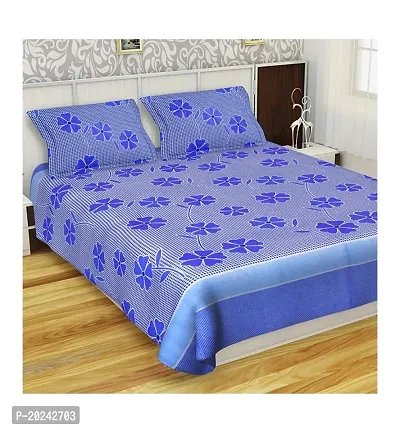 Comfortable Cotton Printed Double Bedsheet with Two Pillow Covers