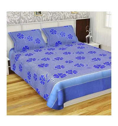 Printed Cotton Double Bedsheet with 2 Pillow Cover