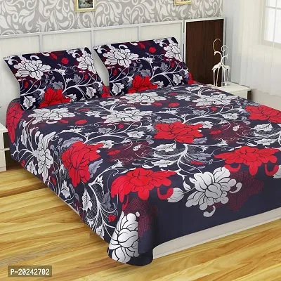 Comfortable Cotton Printed Double Bedsheet with Two Pillow Covers-thumb0