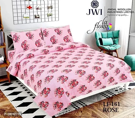 Comfortable Cotton Printed Double Bedsheet with Two Pillow Covers