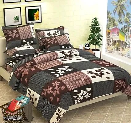 Comfortable Cotton Printed Double Bedsheet with Two Pillow Covers-thumb0