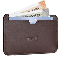 Mens Casual Brown RFID Blocking Artificial Leather Card Holder Wallet ( 5 Card Slots )-thumb1