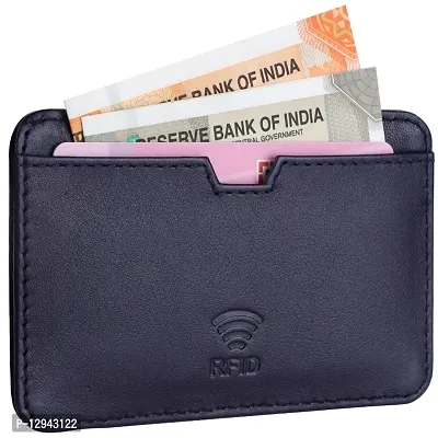 Mens  Women Casual NAVY BLUE RFID Blocking Artificial Leather Credit Card Debit Card Holder Wallet ( 5 Card Slots )-thumb2