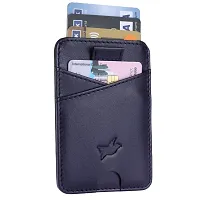 Mens  Women Casual NAVY BLUE RFID Blocking Artificial Leather Credit Card Debit Card Holder Wallet ( 5 Card Slots )-thumb2