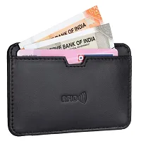 Mens  Women Casual BLACK RFID Blocking Artificial Leather Credit Card Debit Card Holder Wallet ( 5 Card Slots )-thumb1