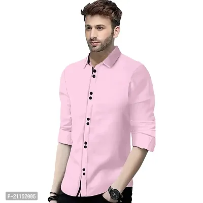 SUR-T Men's Cotton Double Button Casual Solid Slim Fit Shirt for Men-thumb2