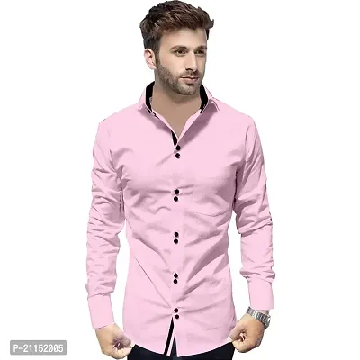 SUR-T Men's Cotton Double Button Casual Solid Slim Fit Shirt for Men-thumb0