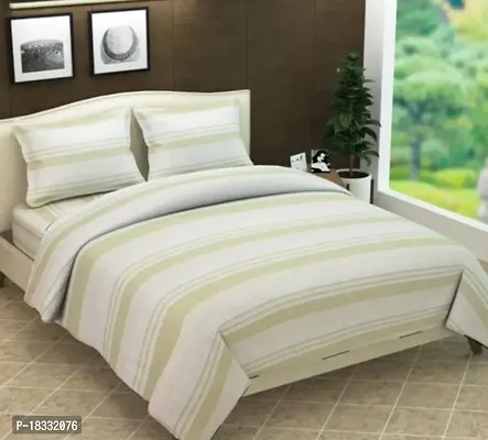 Comfortable Cotton Striped Double Bedsheet with Two Pillow Covers