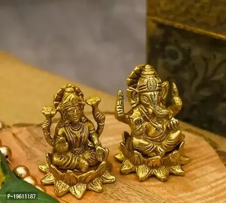 Brass Laxmi Ganesh On Lotus Idol