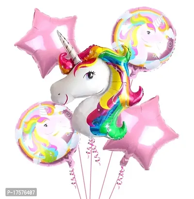 LITTLEMORE Magical Rainbow Foil Balloons Pack of 1 for Girls Kids Birthday Decoration Party-thumb0