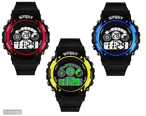 SS Traders Digital Unisex-Child Watch (Multicolored Dial, Black Colored Strap)-thumb0