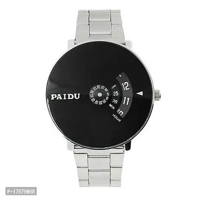 LITTLEMORE Unique Paidu Black Dial Silver Stainless Stil Strap Analogue Men's Watch Black Dial Silver Belt Analog Watch for Men