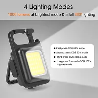 PAGALY Mini Torch Light with Keychain Led Light with Bottle Opener, Magnetic Base and Folding Bracket Mini COB 500 Lumens Rechargeable Emergency Light, Metal-thumb2