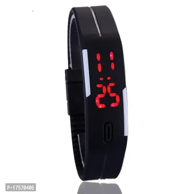 Ss Black Digital Led Pipe Rectangular Adjustable Band Watch Bracelet For Unisex_234323223