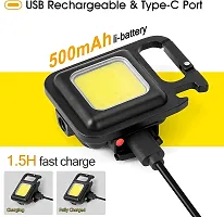 PAGALY Mini Torch Light with Keychain Led Light with Bottle Opener, Magnetic Base and Folding Bracket Mini COB 500 Lumens Rechargeable Emergency Light, Metal-thumb4