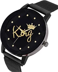 SS Traders Analogue Stylish King Wrist Watch Boys Black Dial Stainless Steel with Mesh Magnet Belt Watches-thumb1