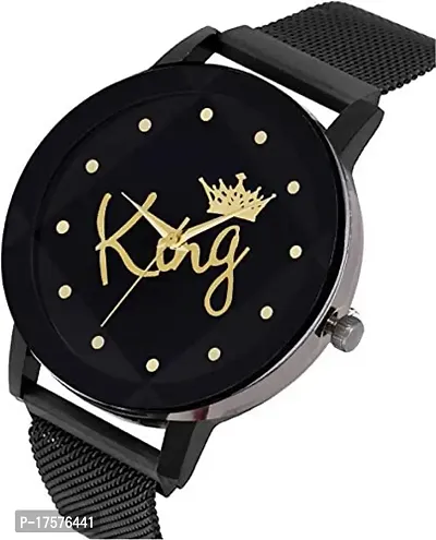 SS Traders Analogue Stylish King Wrist Watch Boys Black Dial Stainless Steel with Mesh Magnet Belt Watches-thumb2