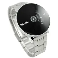 LITTLEMORE Unique Paidu Black Dial Silver Stainless Stil Strap Analogue Men's Watch Black Dial Silver Belt Analog Watch for Men-thumb3