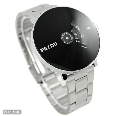 LITTLEMORE Unique Paidu Black Dial Silver Stainless Stil Strap Analogue Men's Watch Black Dial Silver Belt Analog Watch for Men-thumb4