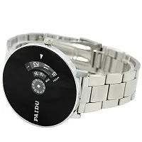 LITTLEMORE Unique Paidu Black Dial Silver Stainless Stil Strap Analogue Men's Watch Black Dial Silver Belt Analog Watch for Men-thumb4