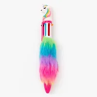 LITTLEMORE Rainbow Fur Retractable Ballpoint Pens for School Supplies Students Children Pack of 2 Fur 6 in 1 Ballpoint Color Pen for Kids-thumb3