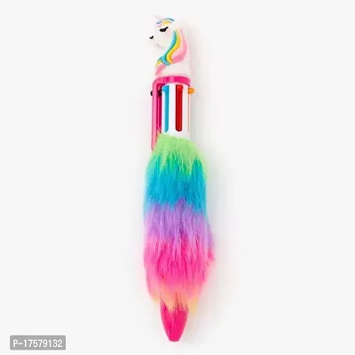 LITTLEMORE Rainbow Fur Retractable Ballpoint Pens for School Supplies Students Children Pack of 2 Fur 6 in 1 Ballpoint Color Pen for Kids-thumb4