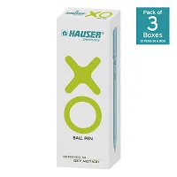 Hauser XO 0.6mm Ball Pen Box Pack | Sleek Body  Minimalistic Design | Matt Finish  Solid Body Type | Low Viscosity Ink With Ultra Durable Tip | Blue Ink, Pack of 30 Pens-thumb1