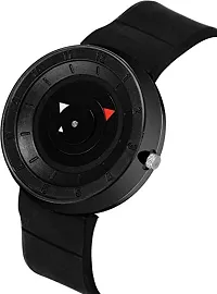 KELISS Dazon Analogue Unique Arrow Silicon Analog Men's Watch (Black Dial Black Colored Strap)(Pack of 1)-thumb1