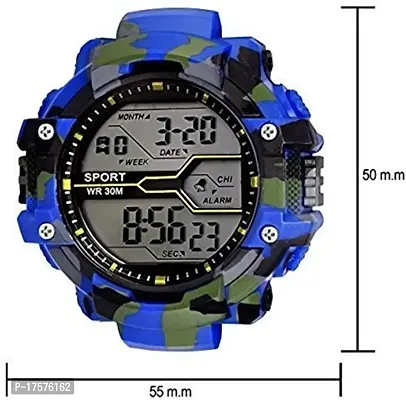 SS Traders Digital Army Sports Shockproof Digital Sports Watch Waterproof Soldier Combo Watch for Mens and Boys (Multi Color Dial Green and Blue Colored Strap) (Pack of 2)-thumb5